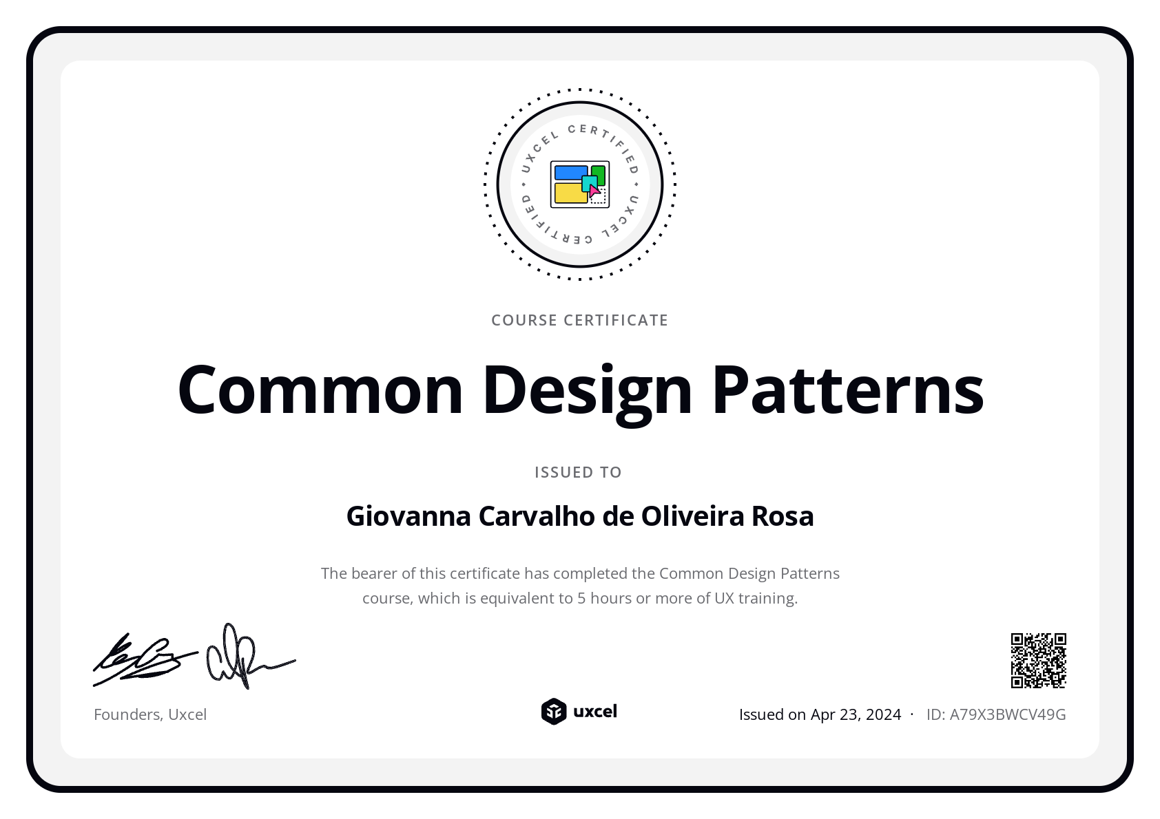 Giovanna Carvalho de Oliveira Rosa's certificate